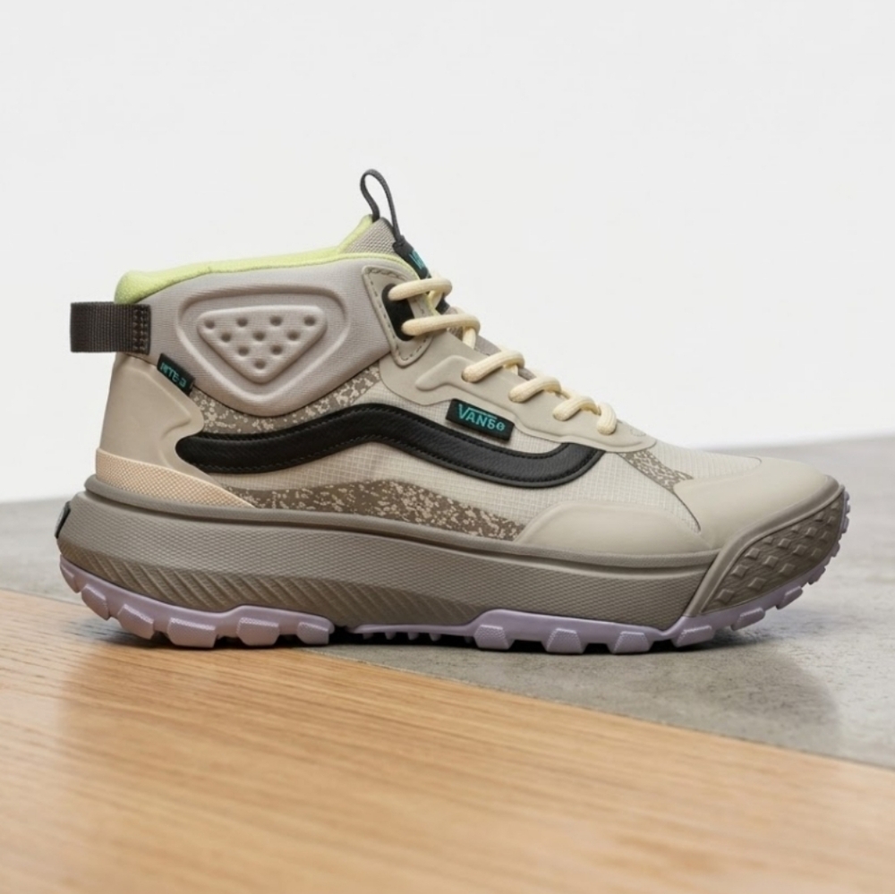 Vans Beige and Black Trail Mid-Top Sneakers